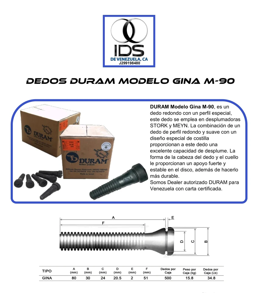DEDOS DURAM Modelo Gina M-90